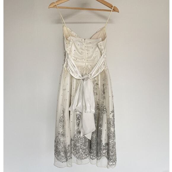 Vtg Y2K City Triangles White Sparkly Babydoll Dress Sz 7 Formal Prom Homecoming - Picture 2 of 8